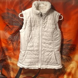 Nicole Miller White Reversible Quilted/Fur  Vest